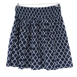 🍍NEW YORK & CO. Navy & White Geo Pattern Smocked Waist Mini Skirt